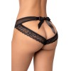 Culotte noire ouverte en dentelle - MAL131BLK
