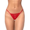 String rouge en dentelle avec perle suspendue - MAL129RED