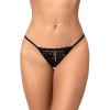 String noir en dentelle avec perle suspendue - MAL129BLK