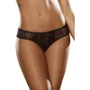 Tanga ouvert noir dentelle avec noeud sur les fesses - DG1300BLK