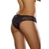 Tanga ouvert noir dentelle avec noeud sur les fesses - DG1300BLK