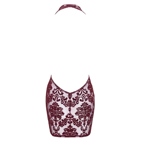 Mini robe dos nu en tulle floqué Kink Royal F385 - Noir Handmade