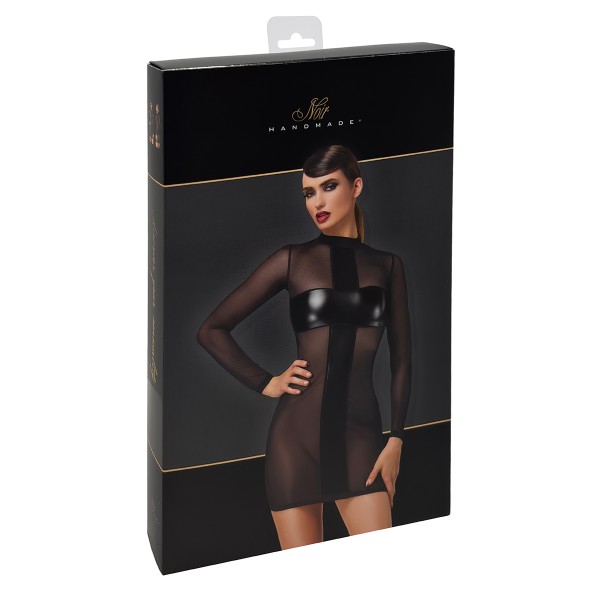 Mini robe tulle et wetlook Crossfire F369 - Noir Handmade