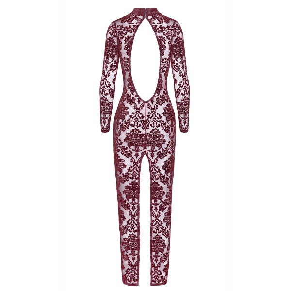 Robe fendue en tulle floqué Kink Royal F383 - Noir Handmade