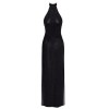 Robe longue en maille pailletée Onyx F372 - Noir Handmade