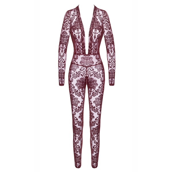 Combinaison en tulle floqué Kink Royal F382 - Noir Handmade