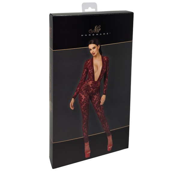 Combinaison en tulle floqué Kink Royal F382 - Noir Handmade