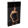 Corset porte-jarretelle vinyle Dominae F381 - Noir Handmade