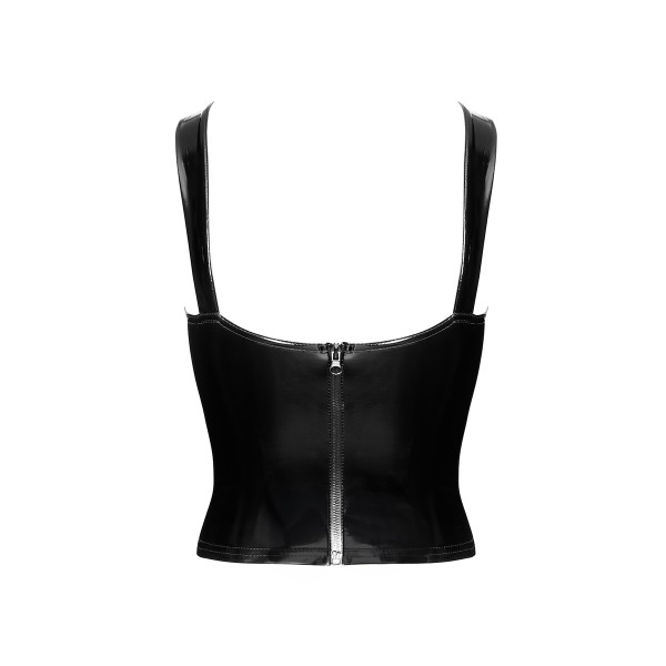 Corset en vinyle Dominae F379 - Noir Handmade