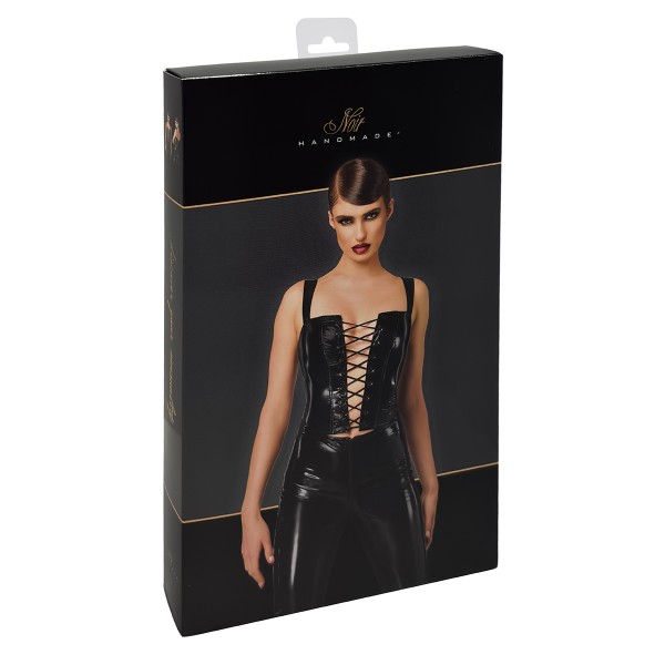 Corset en vinyle Dominae F379 - Noir Handmade