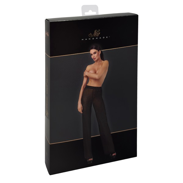 Pantalon en maille pailletée Onyx F374 - Noir Handmade