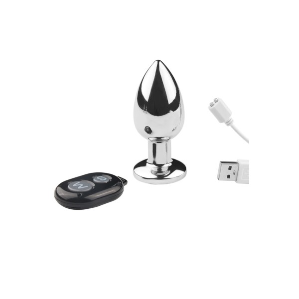 Plug vibrant acier inoxydable anal taille S avec télécommande, USB - RY-207-S