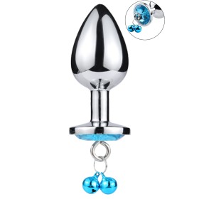 Plug bijou aluminium bleu avec clochettes Taille M -  RY-002-A-ZB