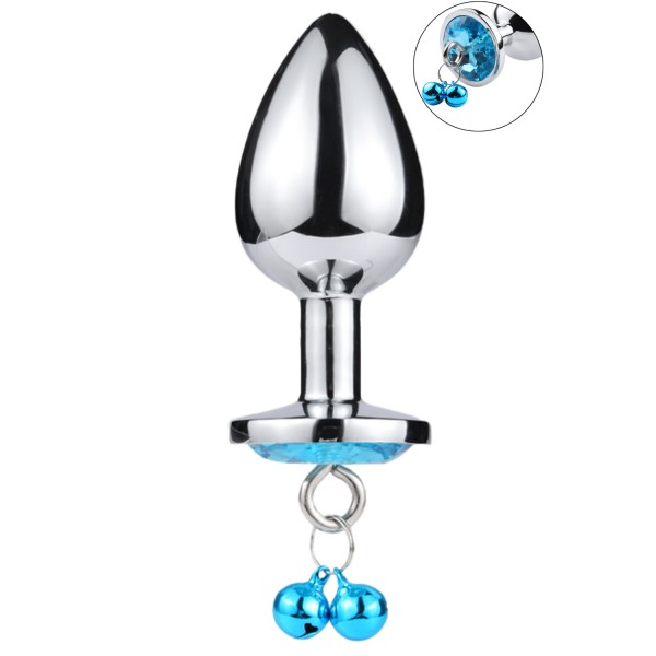 Plug bijou aluminium bleu avec clochettes Taille M -  RY-002-A-ZB