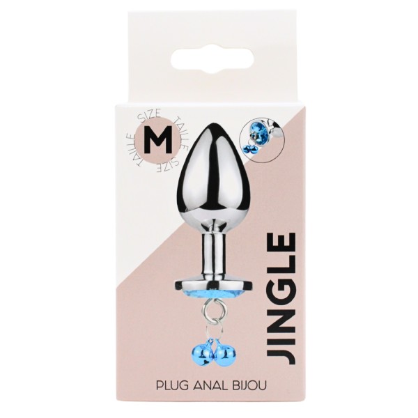Plug bijou aluminium bleu avec clochettes Taille M -  RY-002-A-ZB