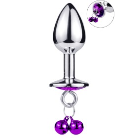 Plug bijou aluminium violet avec clochettes Taille S -  RY-001-A-ZB