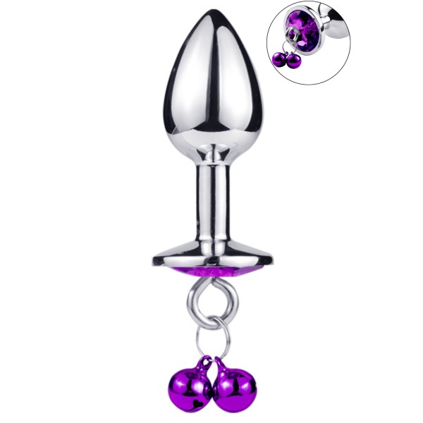 Plug bijou aluminium violet avec clochettes Taille S -  RY-001-A-ZB
