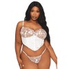 Bustier blanc avec armatures grande taille, en satin et dentelle florale 