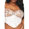 Bustier blanc avec armatures grande taille, en satin et dentelle florale 