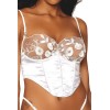 Bustier blanc avec armatures, en satin et dentelle florale 