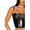 Bustier noir avec armatures en simili cuir, string assorti 