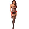 Bodystocking en résille noire style infirmière avec menottes - Mapalé