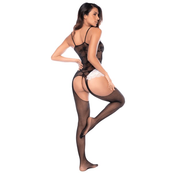 Bodystocking noir en résille style soubrette - Mapalé