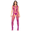 Bodystocking en résille à motif floral, couleur orchidée - Mapalé