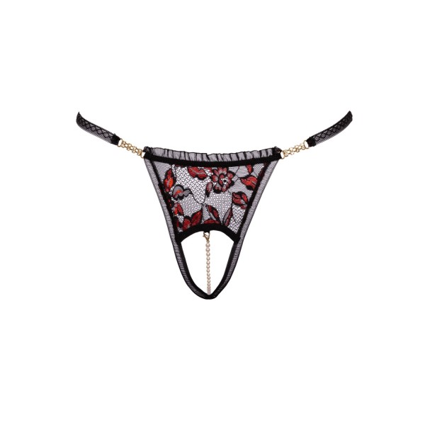 String ouvert dentelle bicolore  perles amovibles - Cottelli