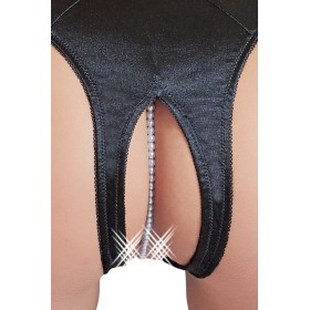 Tanga ouvert en satin avec perles - Cottelli