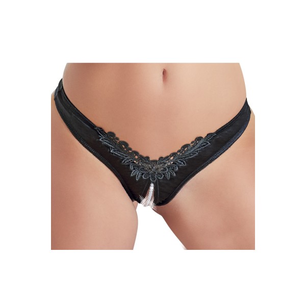 Tanga ouvert en satin avec perles - Cottelli