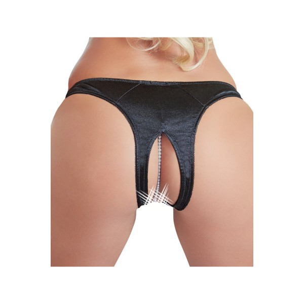 Tanga ouvert en satin avec perles - Cottelli