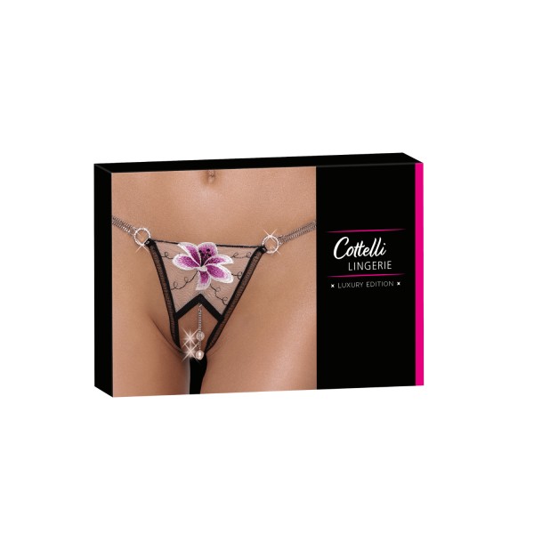 String ouvert en tulle brodé avec chaînes amovibles - Cottelli