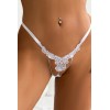 String ouvert floral blanc - Litolu Lingerie