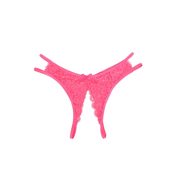 String ouvert dentelle Rose - Litolu Lingerie