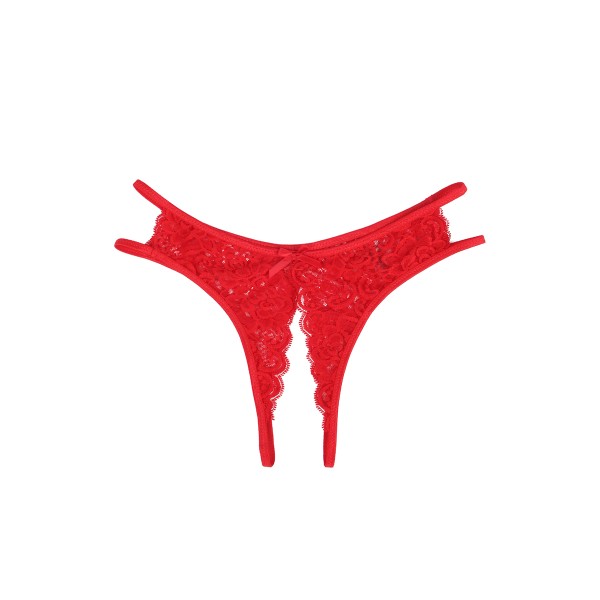 String ouvert dentelle Rouge - Litolu Lingerie