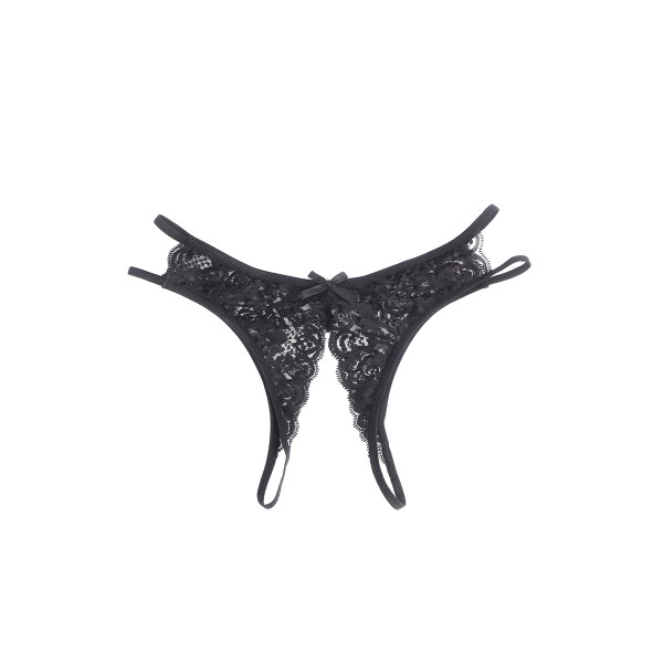 String ouvert dentelle Noir - Litolu Lingerie