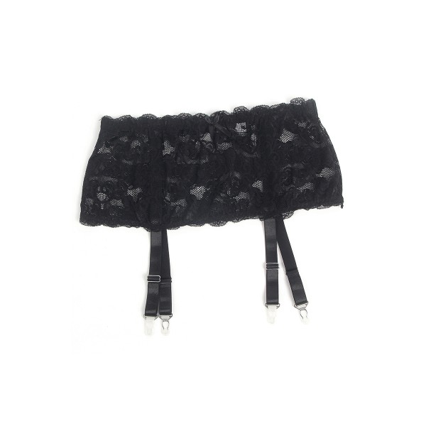 Porte-jarretelles dentelle large Noir - Litolu Lingerie