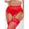 Porte-jarretelles dentelle et string Rouge - Litolu Lingerie