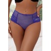 Tanga lacé dentelle taille haute Bleu - Litolu Lingerie