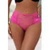 Tanga lacé dentelle taille haute Rose - Litolu Lingerie