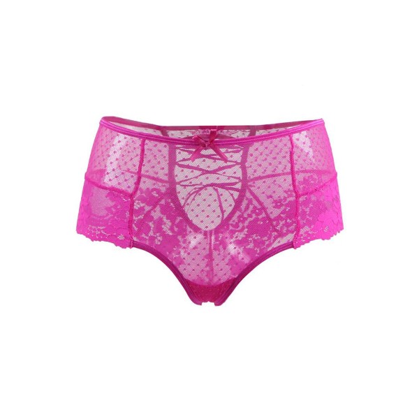 Tanga lacé dentelle taille haute Rose - Litolu Lingerie