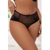Tanga lacé dentelle taille haute Noir - Litolu Lingerie