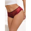 Tanga dentelle bijou Coeur Bordeaux - Litolu Lingerie
