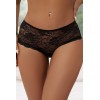 Tanga ouvert dentelle lacé Noir - Litolu Lingerie