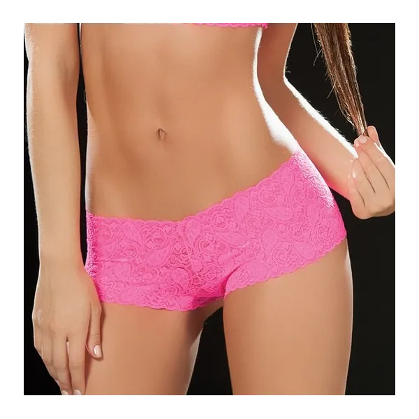 Boyshort dentelle Hot pink - MAL90PNK