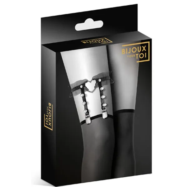 Jarretière noire avec coeur pointes et tulle - CC6060100010