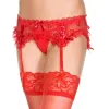 Porte-jarretelles rouge maille et dentelle avec petits coeurs - MH7722RED