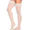 Bas nylon blancs autofixants jarretières dentelle - MAL1094WHT