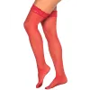 Bas nylon rouges autofixants jarretières dentelle - MAL1094RED